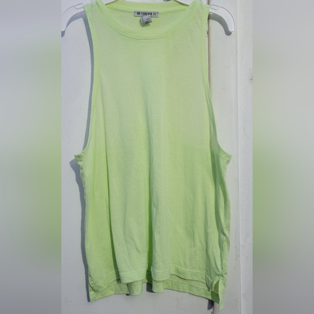 Forever 21 Neon Green Racerback Muscle Sleeveless Tee Tank Top Size Small
